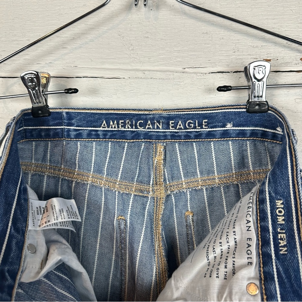 American eagle mom jeans size 0 striped blue and white - Picture 6 of 7